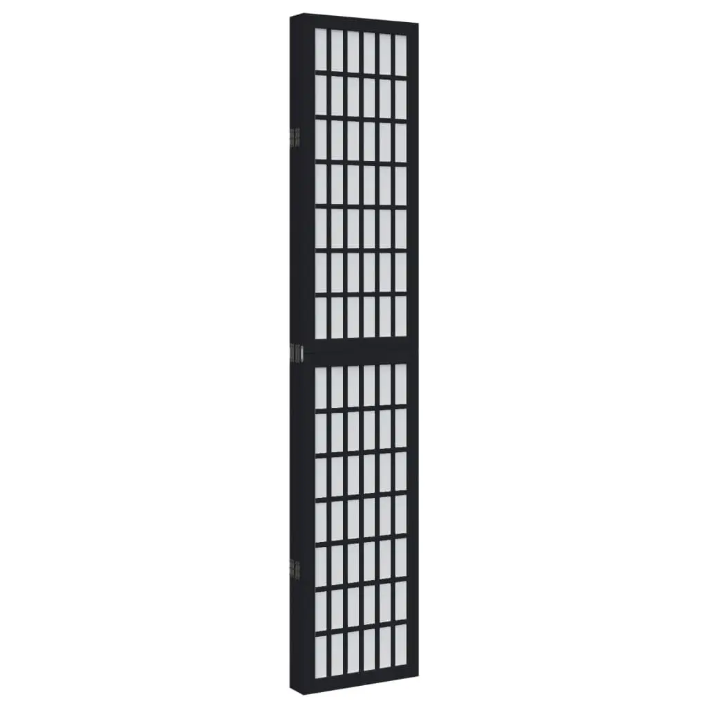 Room Divider Privacy Partition 5 Panel Black Paulownia Wood Folding Screen