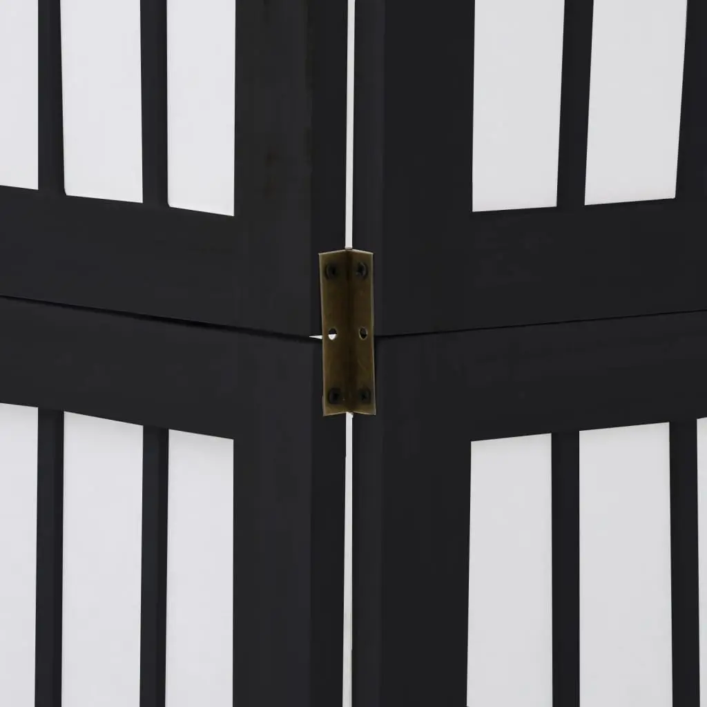 Room Divider 6 Panels Indoor Privacy Screen Black Folding Partition Wood Frame