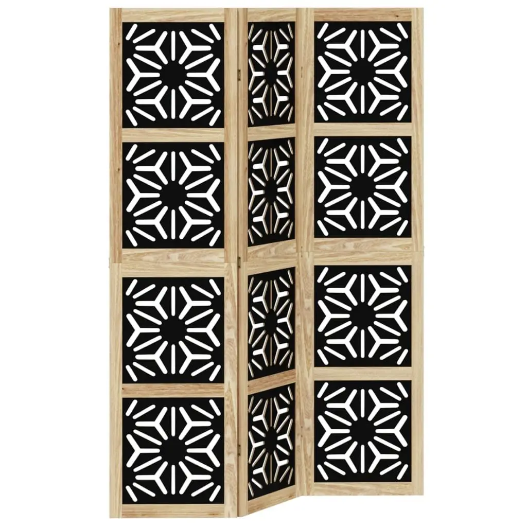 Room Divider Folding Privacy Screen 3 Panels Indoor Partition Brown Black