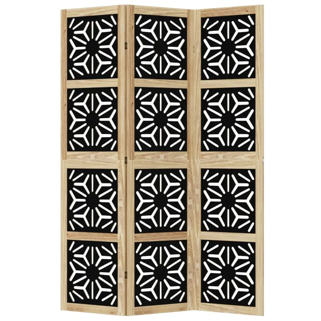 Room Divider Folding Privacy Screen 3 Panels Indoor Partition Brown Black