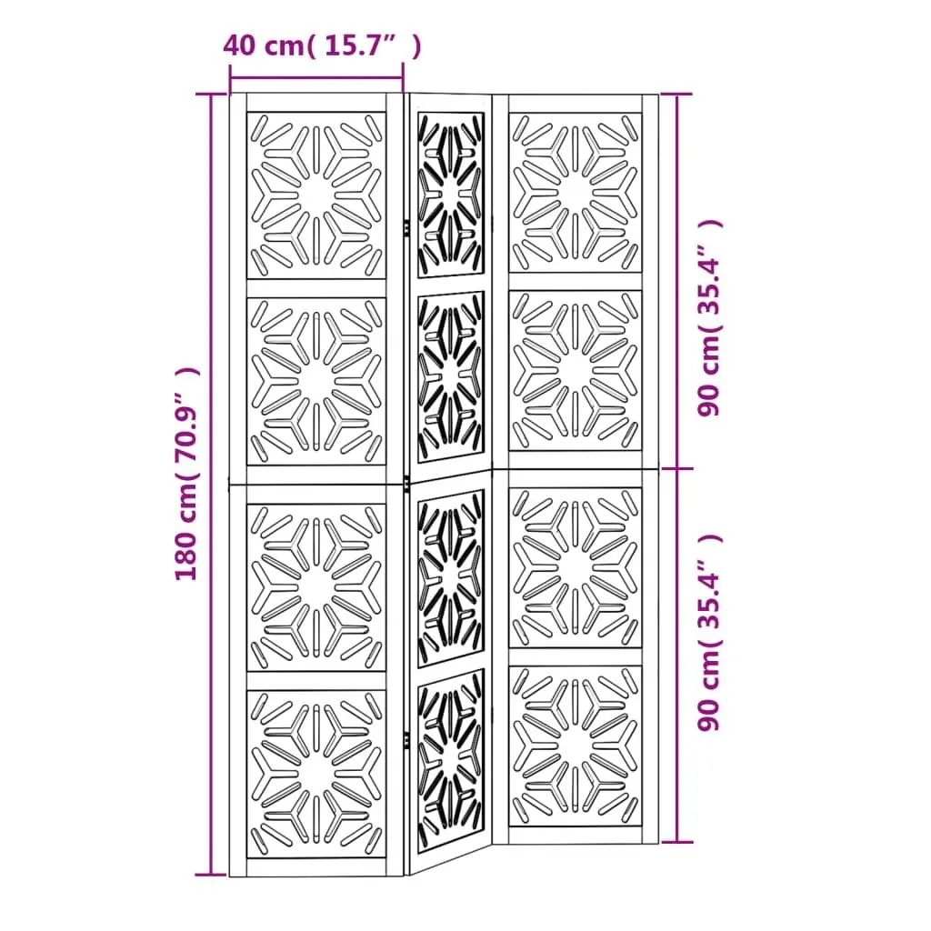 Room Divider 3 Panels Folding Privacy Screen Geometric Design Home Office
