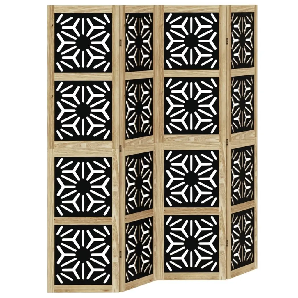 Folding Room Divider 4 Panels Privacy Screen Indoor Space Partition Brown Black