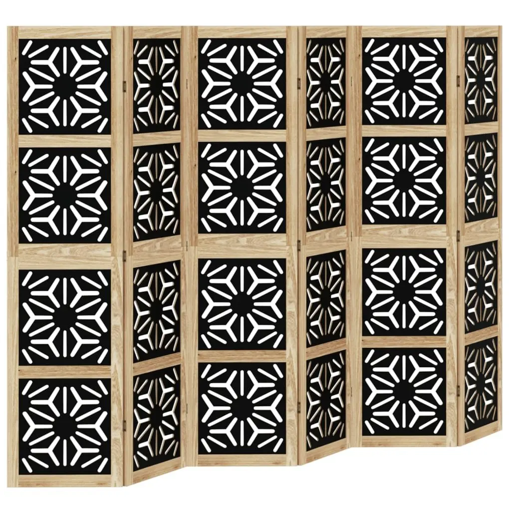 Room Divider 6 Panel Folding Privacy Screen Indoor Brown Black