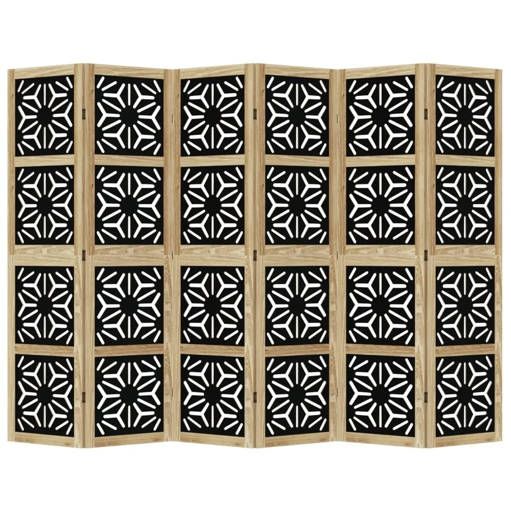 Room Divider 6 Panel Folding Privacy Screen Indoor Brown Black