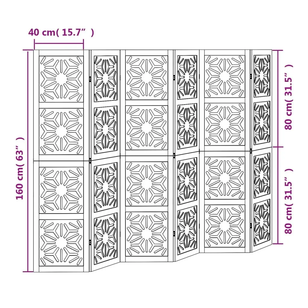 Room Divider 6 Panel Folding Privacy Screen Indoor Brown Black