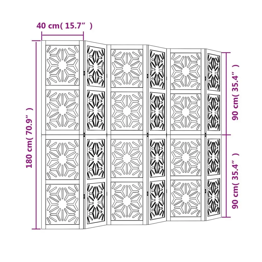 Room Divider 6 Panels Folding Privacy Screen Partition Indoor Decorative