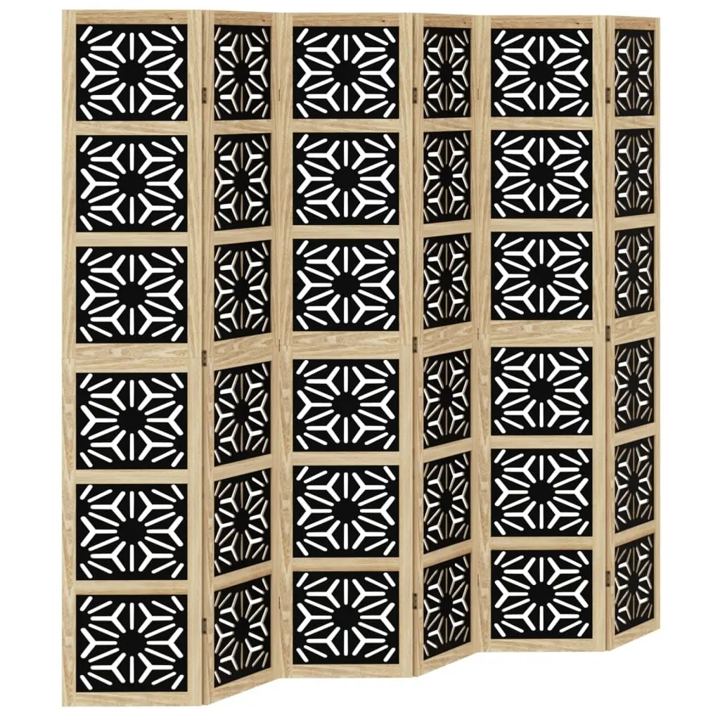 Room Divider Folding Privacy Screen 6 Panel Indoor Brown Black