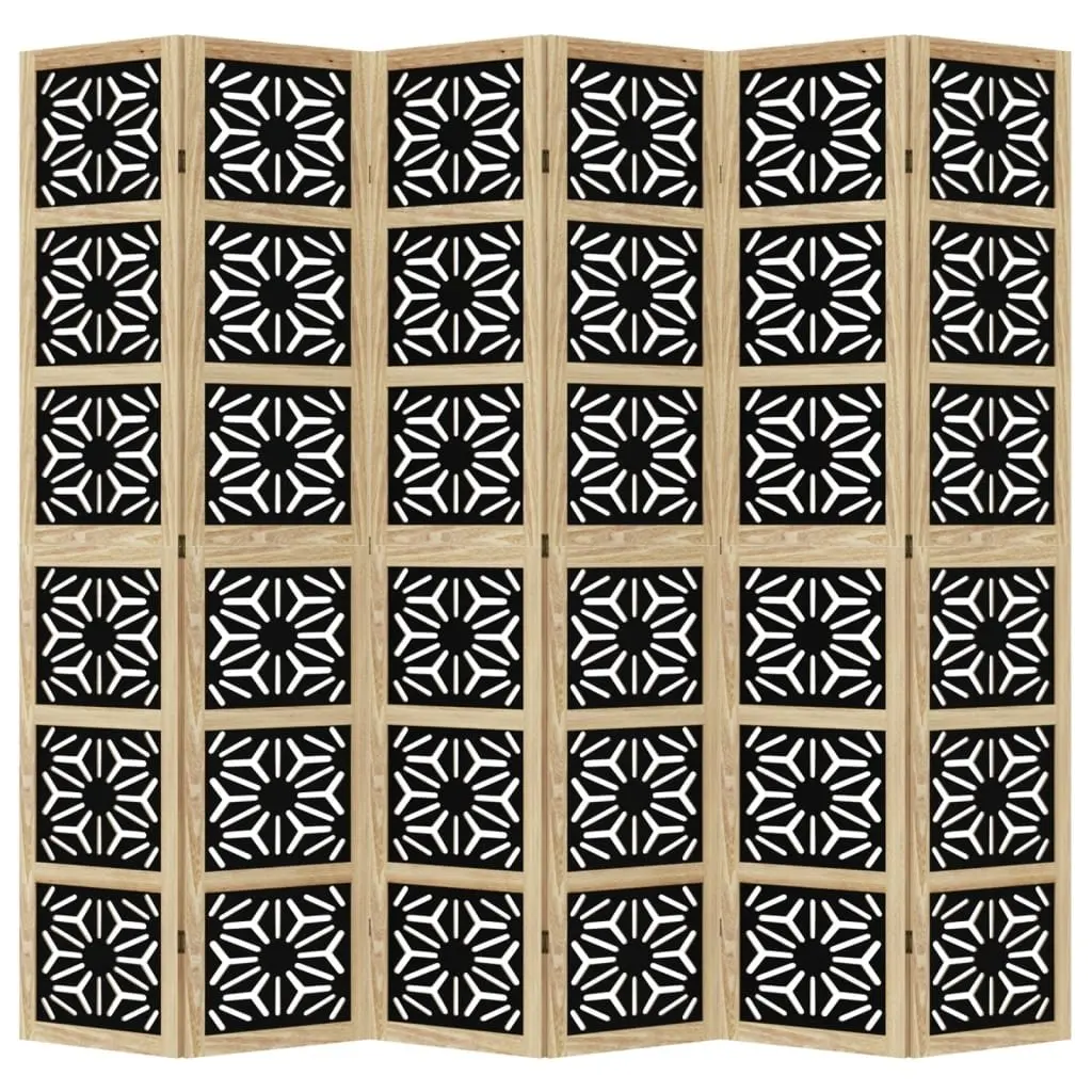 Room Divider Folding Privacy Screen 6 Panel Indoor Brown Black