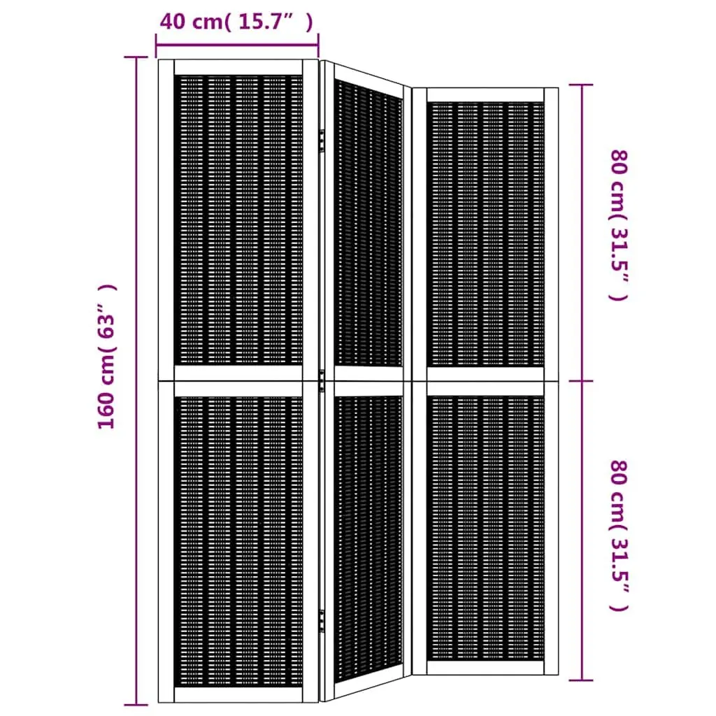 Room Divider Folding Privacy Screen 3 Panels Indoor Brown