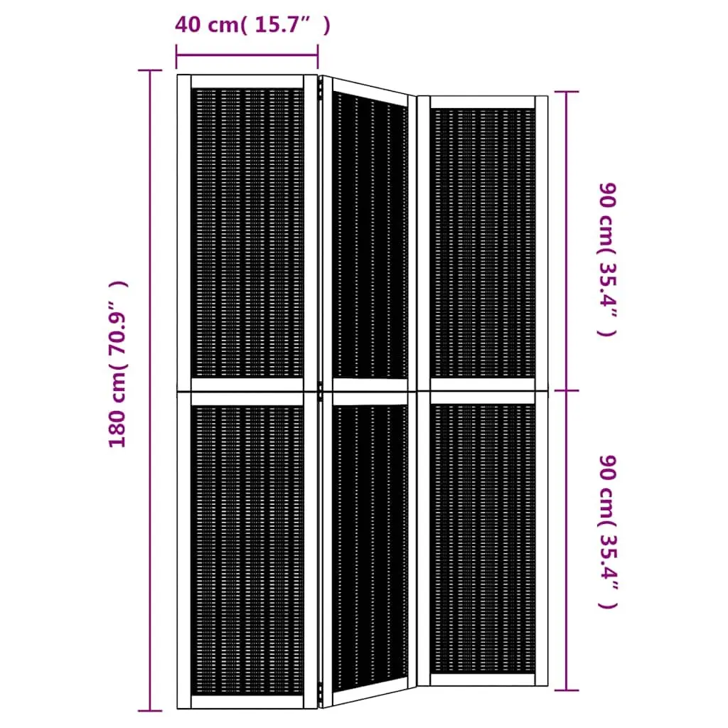 Room Divider 3 Panels Folding Privacy Screen Indoor Partition Brown Wooden Frame