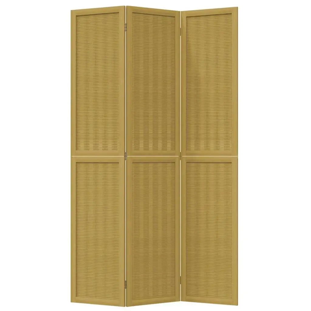 Room Divider Privacy Screen 3 Panels Folding Indoor Partition Brown Paulownia Wood