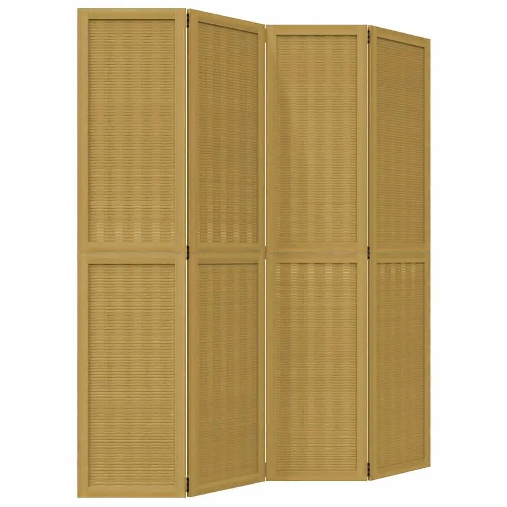 Room Divider Privacy Screen 4 Panels Brown Folding Wood Frame Indoor