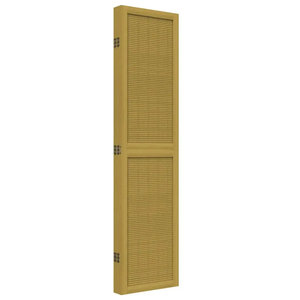 Room Divider Privacy Screen 5 Panels Brown Paulownia Wood Folding Partition