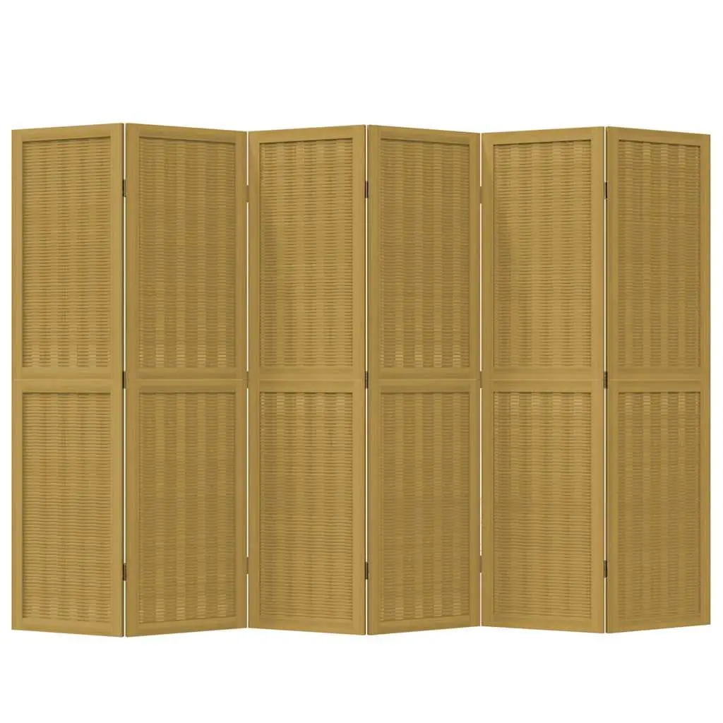 Room Divider Folding Privacy Screen 6 Panels Brown Indoor
