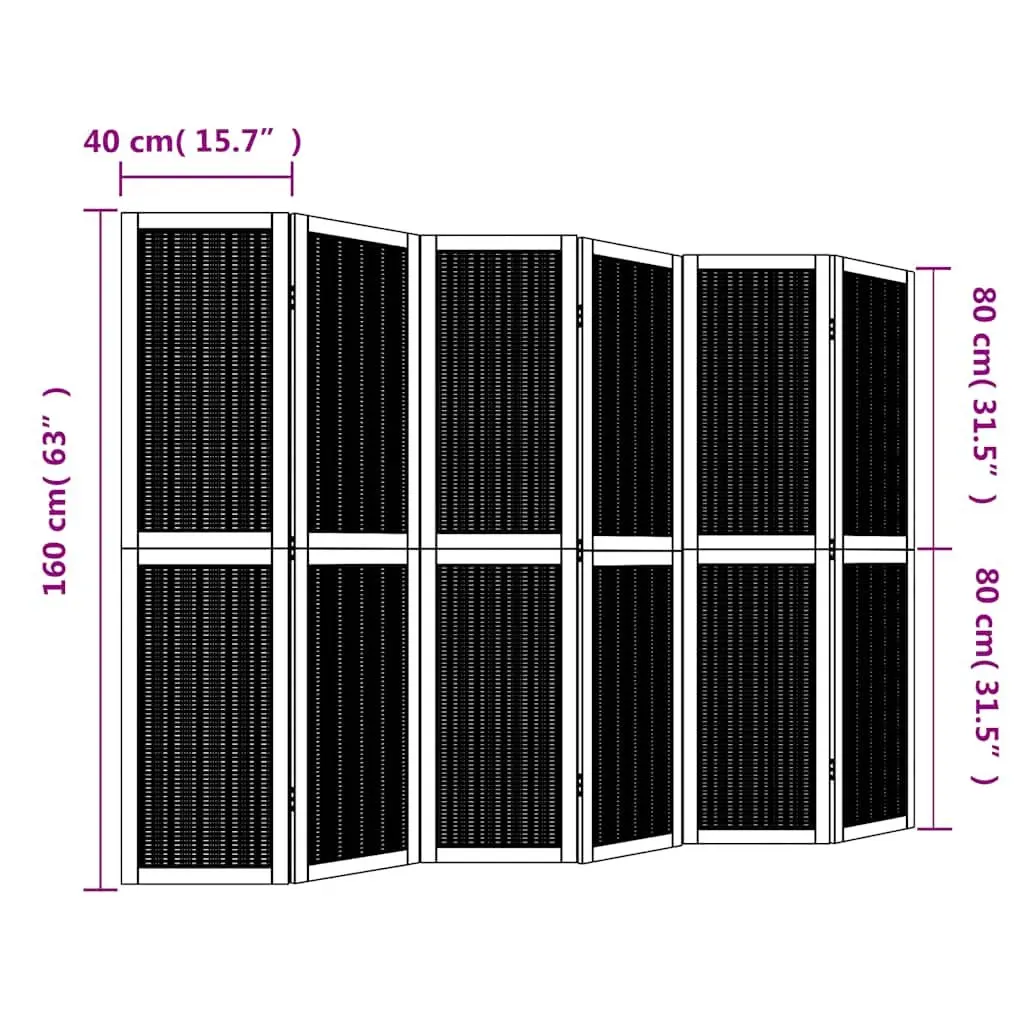 Room Divider Folding Privacy Screen 6 Panels Brown Indoor