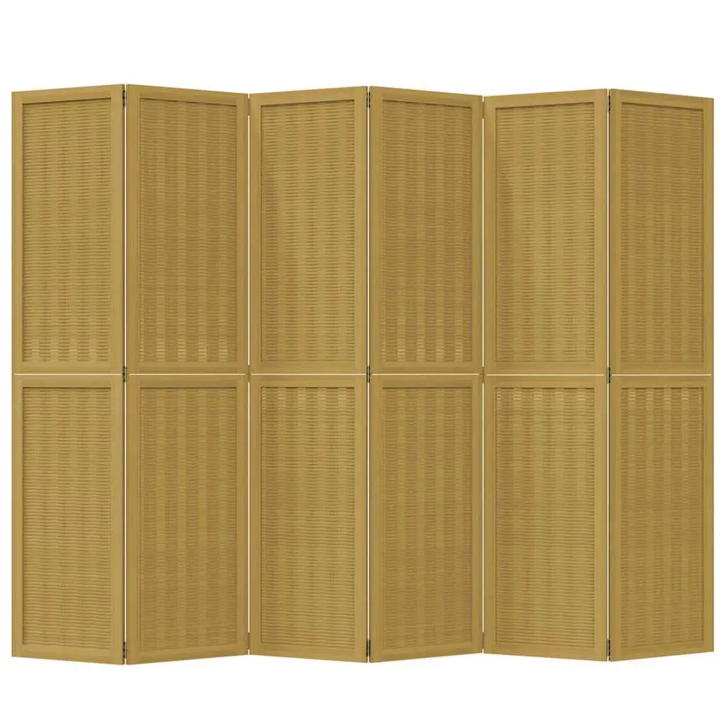 Folding Privacy Screen Room Divider 6 Panels Indoor Partition Brown