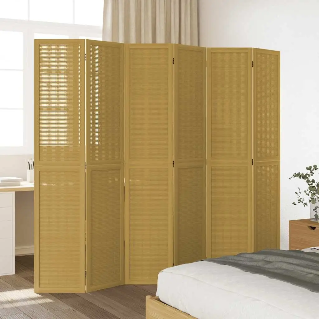 Folding Privacy Screen with 6 Bamboo Panels