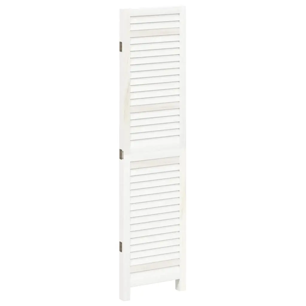 Folding Privacy Screen 3 Panels White Solid Paulownia Wood Room Divider