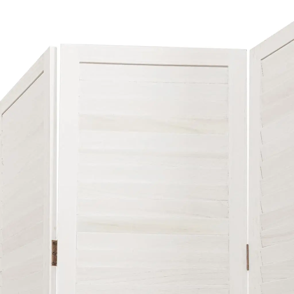 Folding Privacy Screen 3 Panels White Solid Paulownia Wood Room Divider