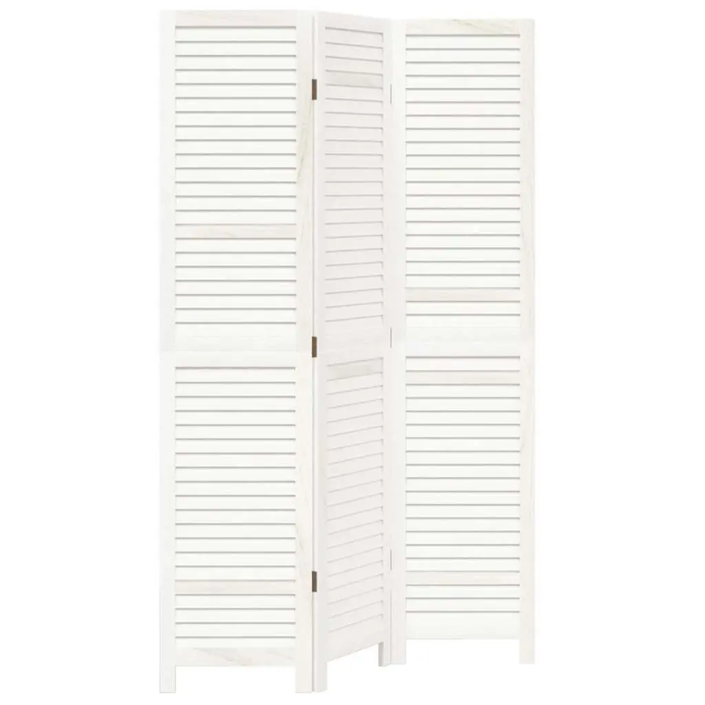 Room Divider Folding Privacy Screen 3 Panels White Solid Wood
