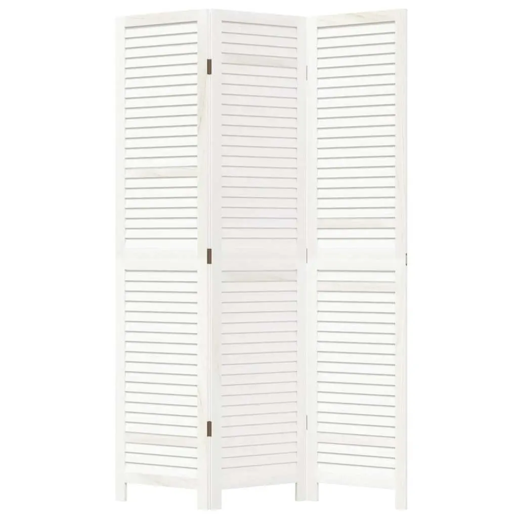 Room Divider Folding Privacy Screen 3 Panels White Solid Wood