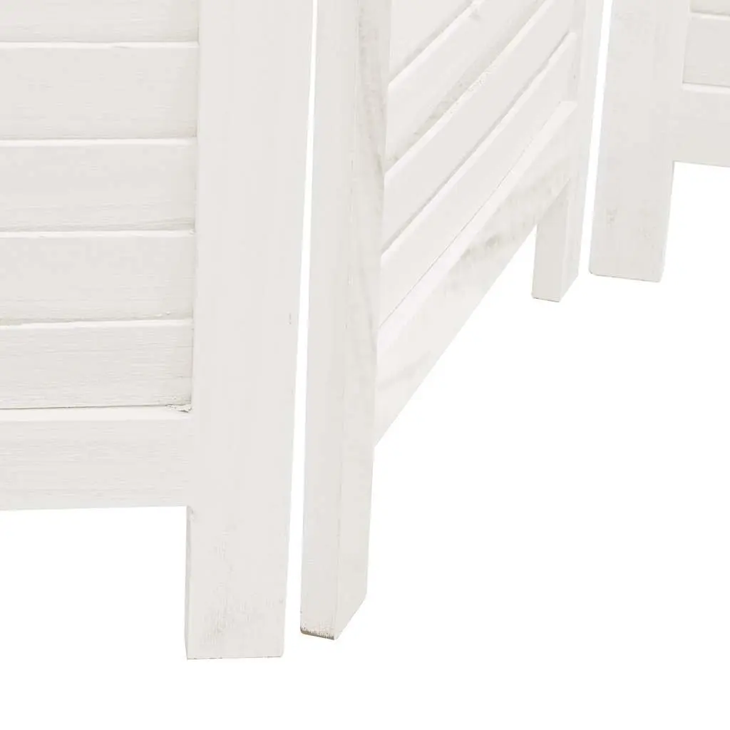 Room Divider Folding Privacy Screen 3 Panels White Solid Wood