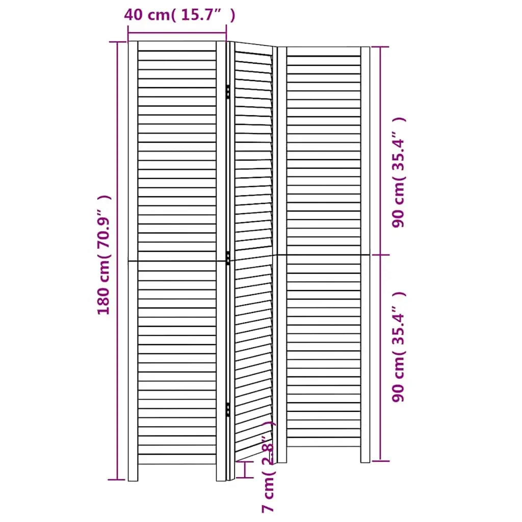 Room Divider Folding Privacy Screen 3 Panels White Solid Wood