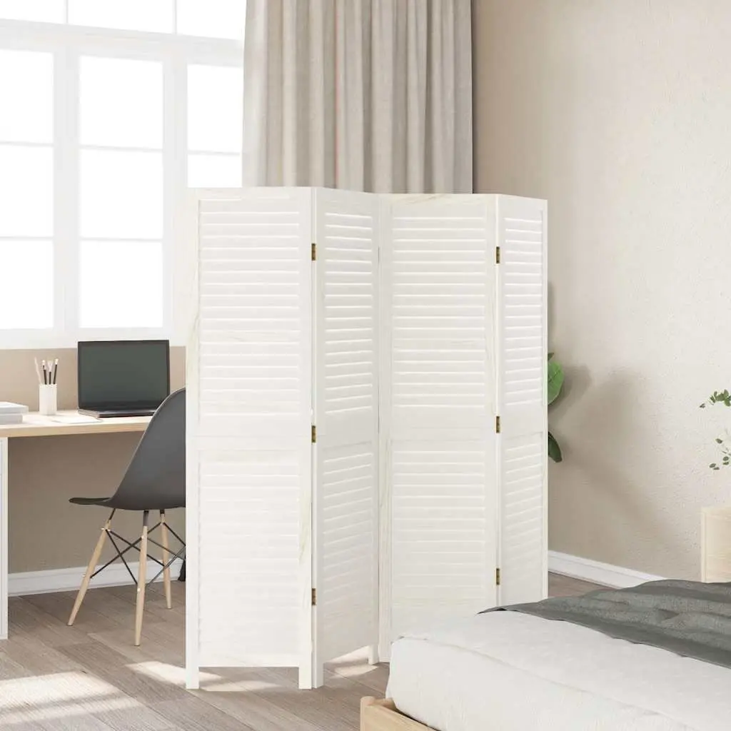 Folding Privacy Screen 4 Panel White Indoor Room Divider