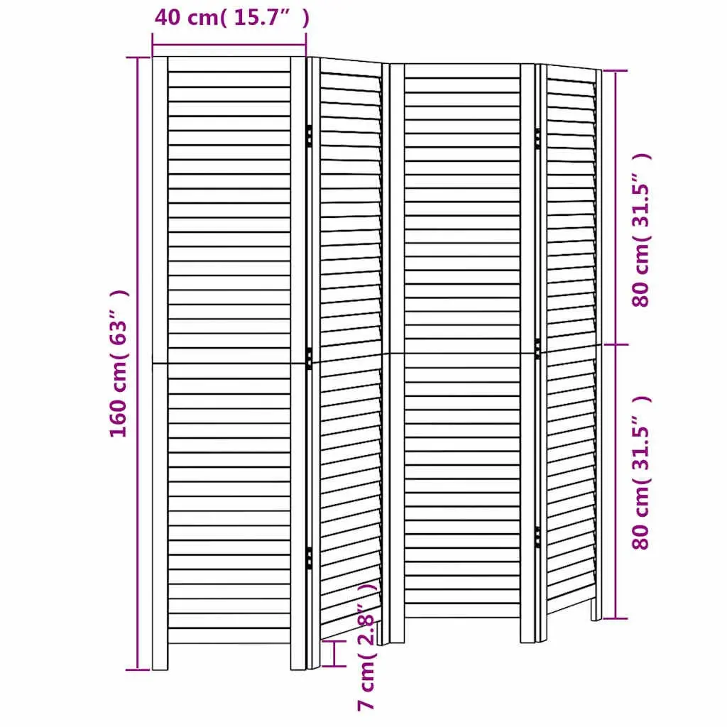 Folding Privacy Screen 4 Panel White Indoor Room Divider
