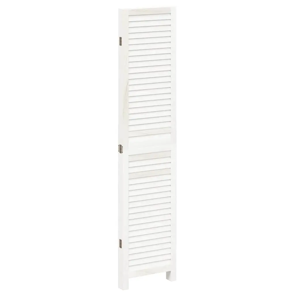 Folding Privacy Screen Room Divider 4 Panels White Solid Paulownia Wood