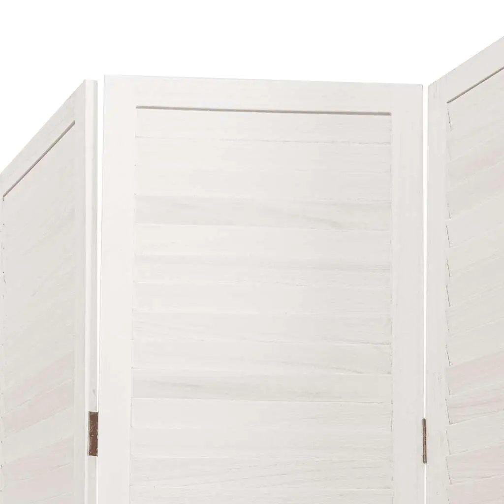 Folding Privacy Screen Room Divider 4 Panels White Solid Paulownia Wood