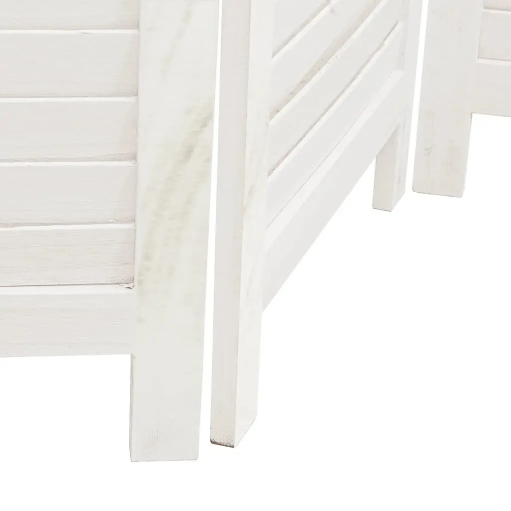 Folding Privacy Screen Room Divider 4 Panels White Solid Paulownia Wood