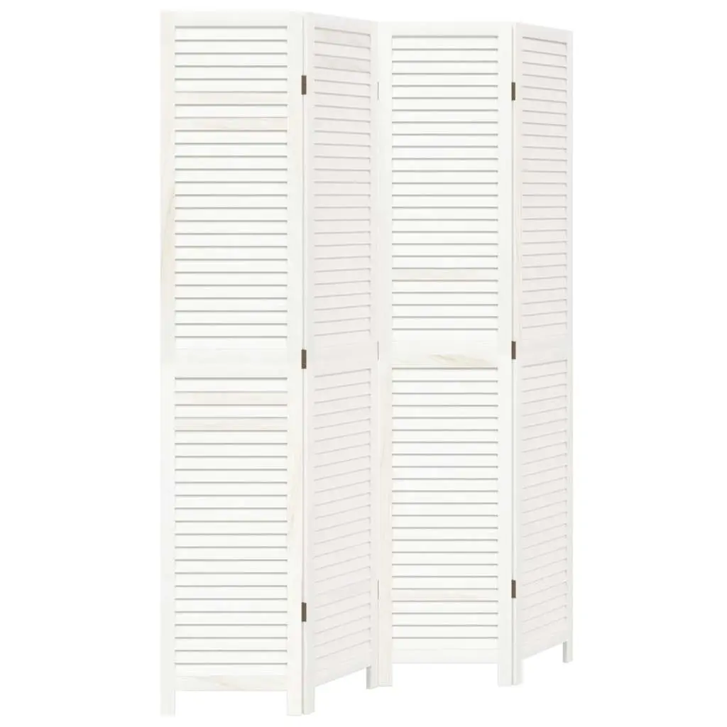 Room Divider 4 Panels White Solid Wood Paulownia Folding Privacy Screen