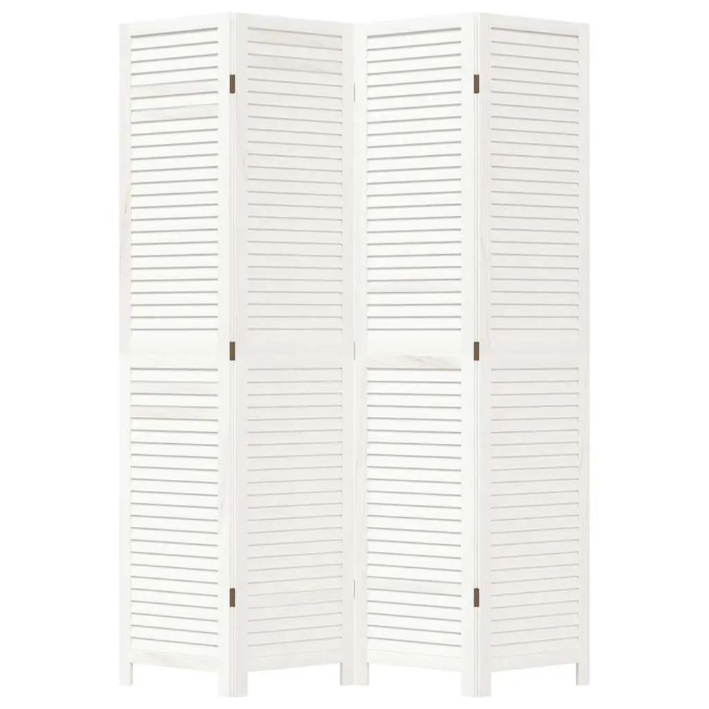 Room Divider 4 Panels White Solid Wood Paulownia Folding Privacy Screen
