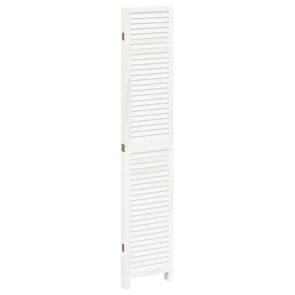 Room Divider 4 Panels White Solid Wood Paulownia Folding Privacy Screen