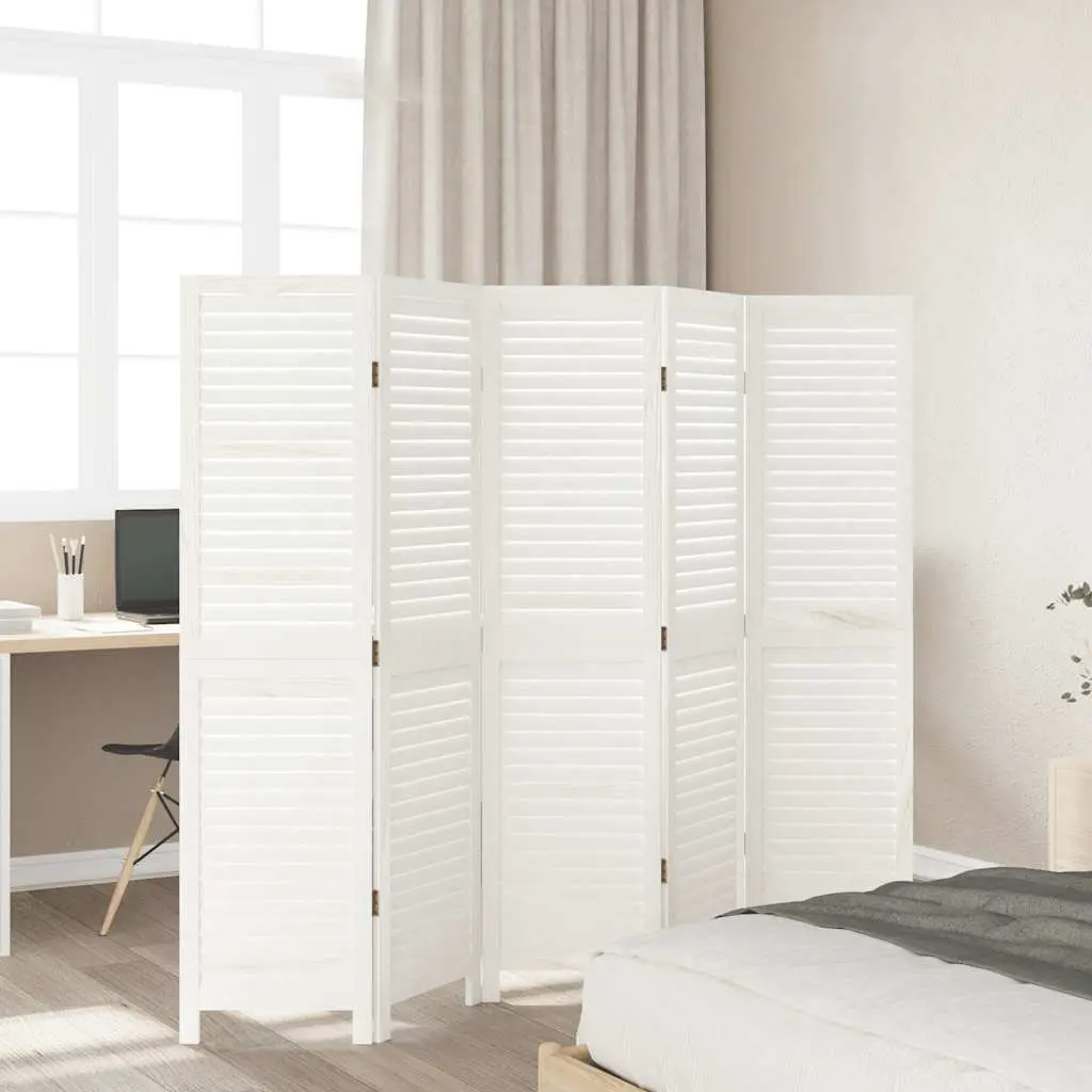 Room Divider 5 Panel Folding Privacy Screen Partition White