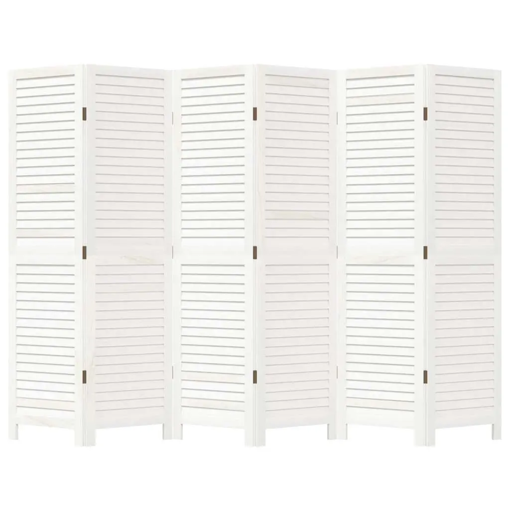 Room Divider Folding Screen Partition 6 Panel Indoor Solid Wood White
