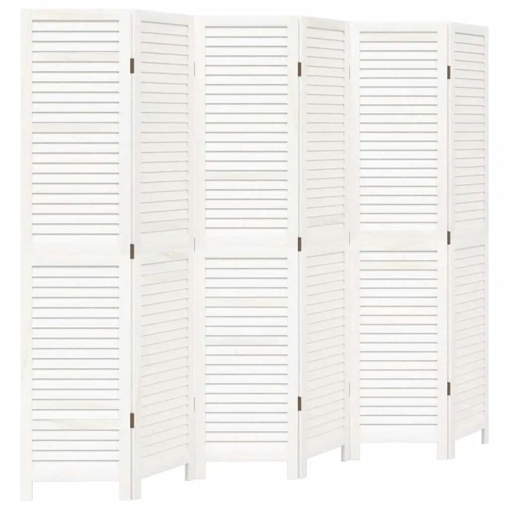 Room Divider Folding Privacy Screen 6 Panels White Solid Wood
