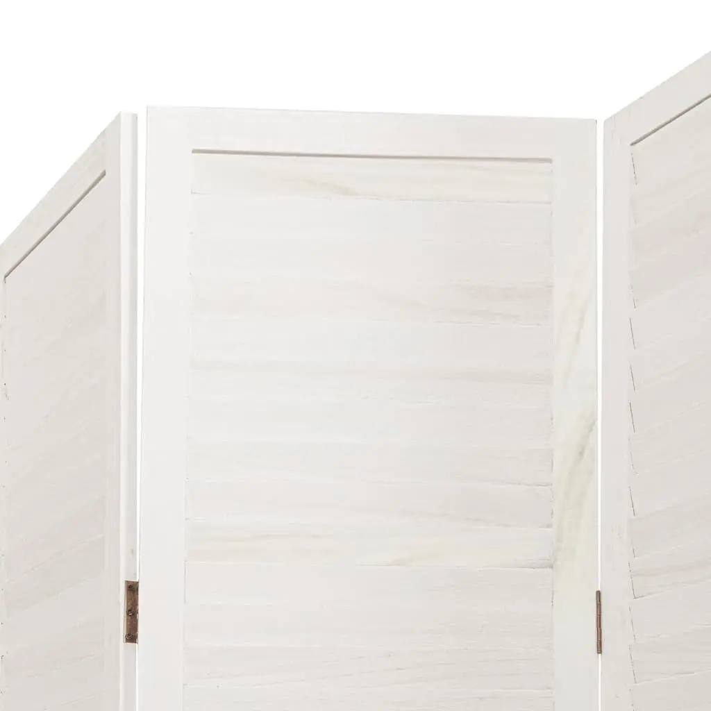 Room Divider Folding Privacy Screen 6 Panels White Solid Wood