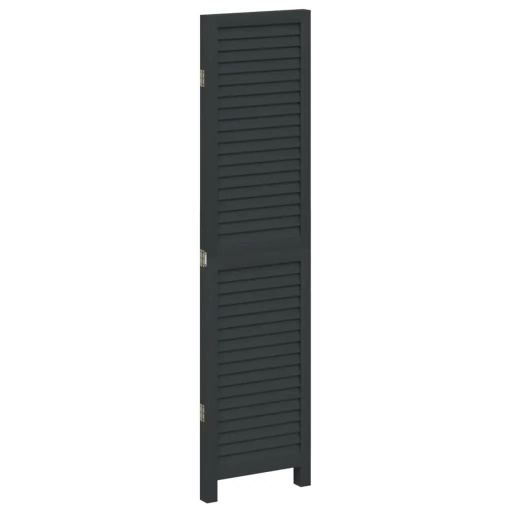 Room Divider Privacy Screen 3 Panels Black Solid Wood Indoor