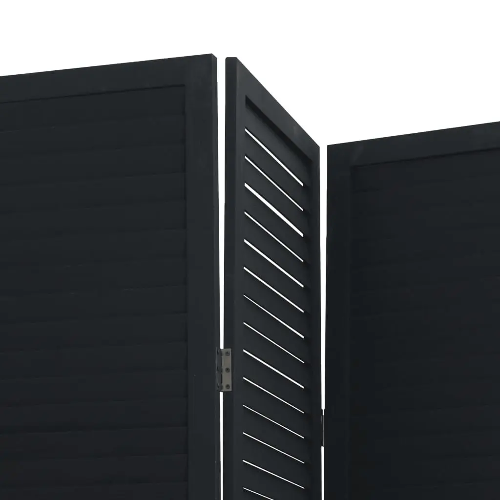 Room Divider Privacy Screen 3 Panels Black Solid Wood Indoor