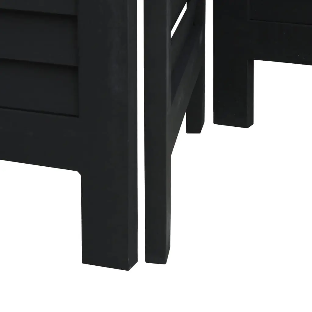 Room Divider Privacy Partition 3 Panels Black Solid Wood Folding Screen Indoor