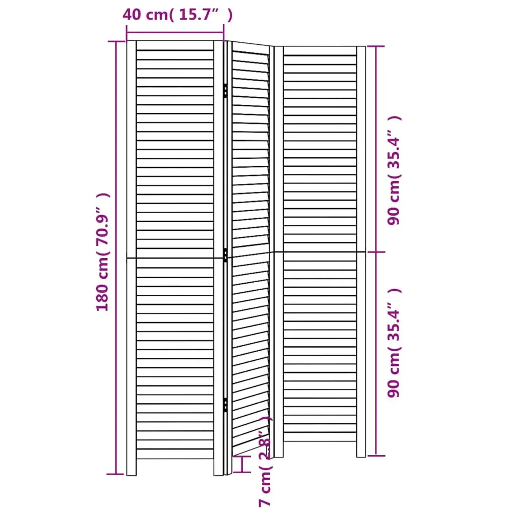 Room Divider Privacy Partition 3 Panels Black Solid Wood Folding Screen Indoor