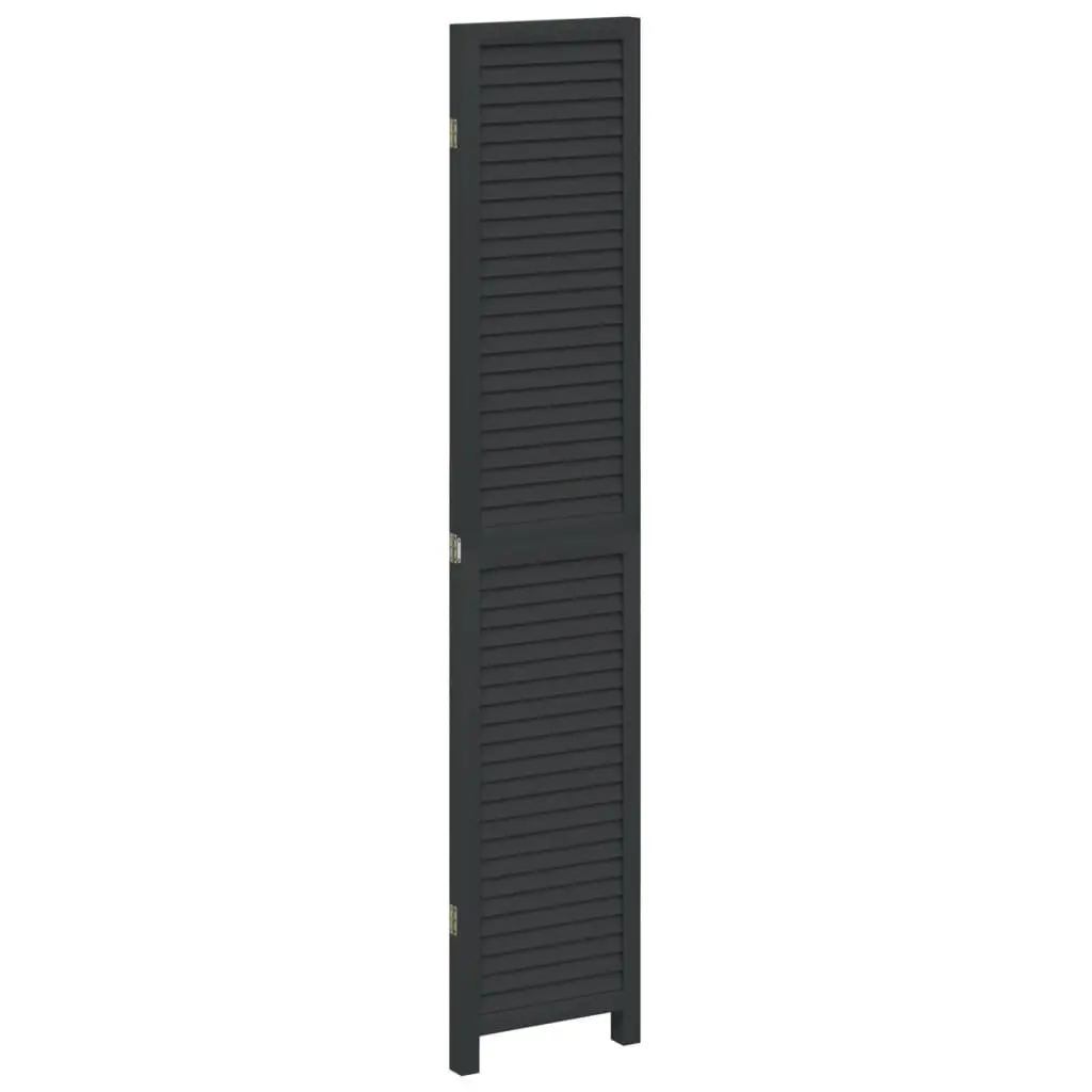 Room Divider Privacy Screen 3 Panels Black Solid Wood Folding