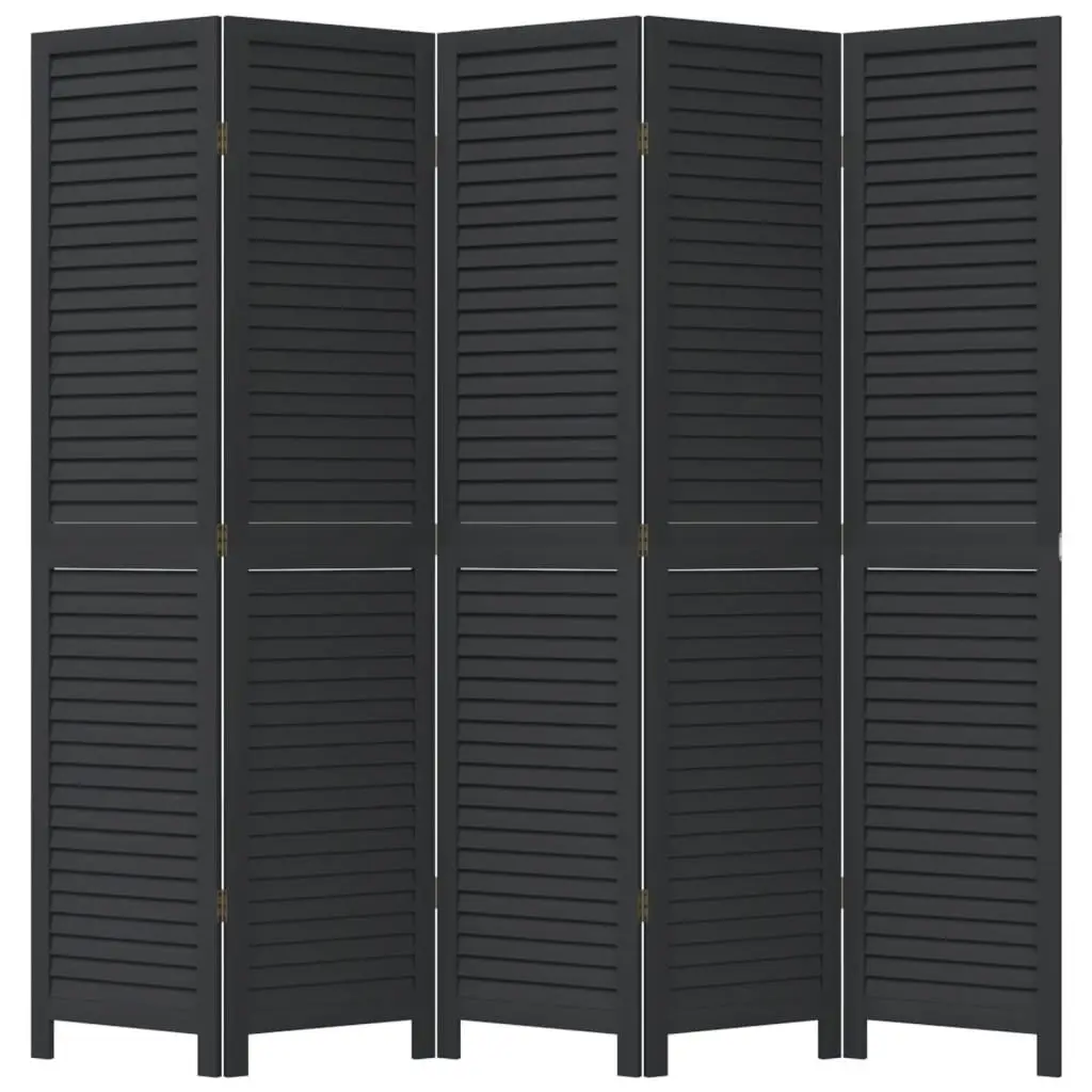 Room Divider 5 Panel Folding Screen Privacy Space Black