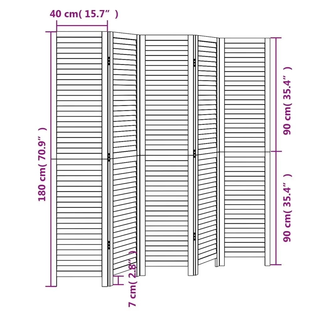 Room Divider 5 Panel Folding Screen Privacy Space Black