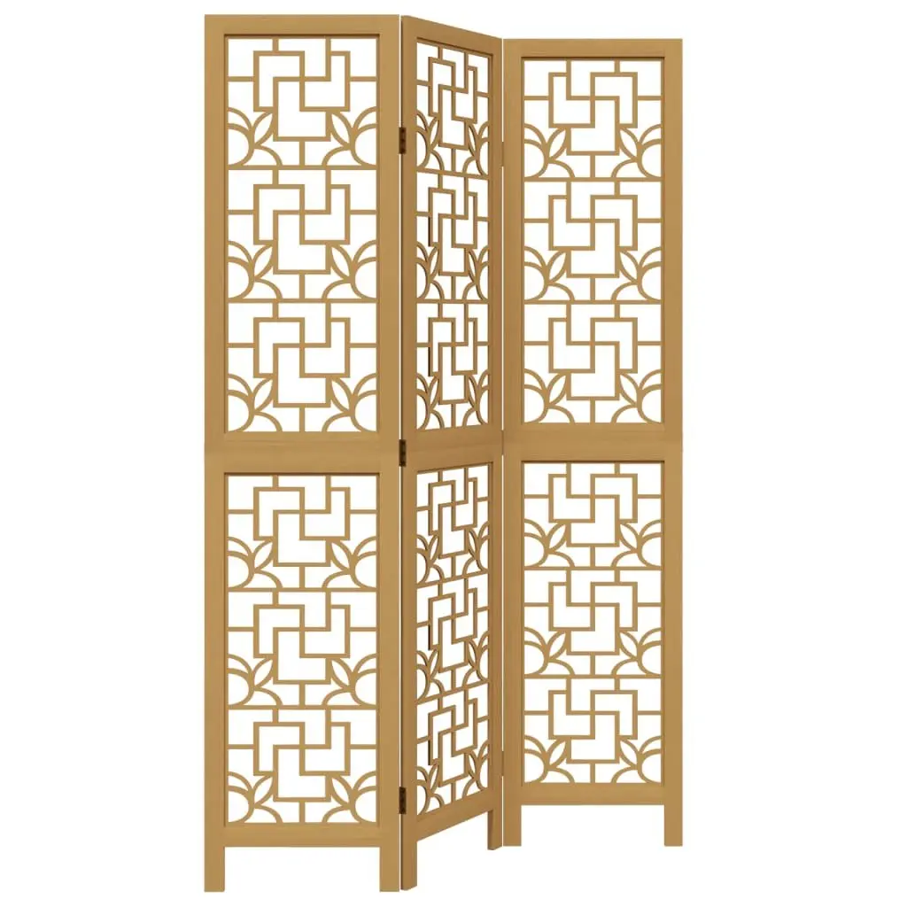 Room Divider Folding Privacy Screen 3 Panel Brown Solid Wood Partition