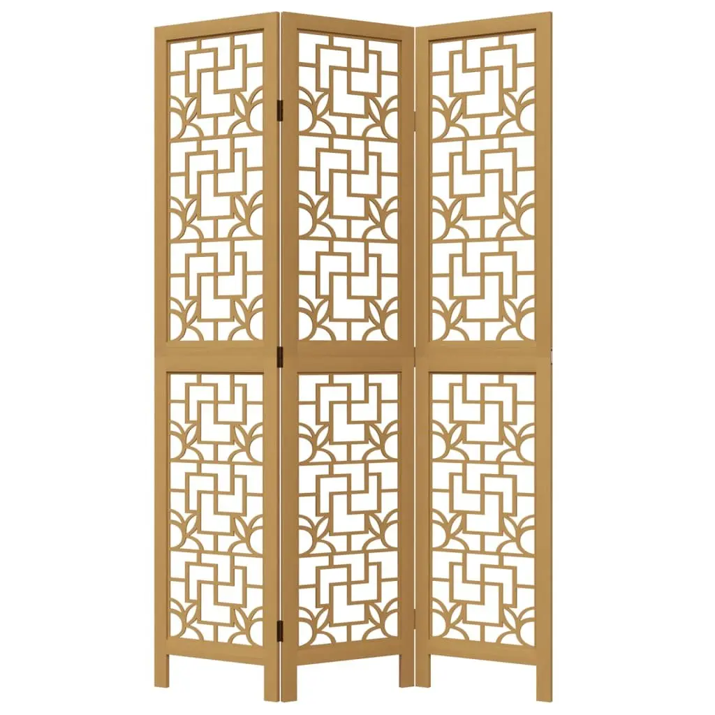 Room Divider Folding Privacy Screen 3 Panel Brown Solid Wood Partition