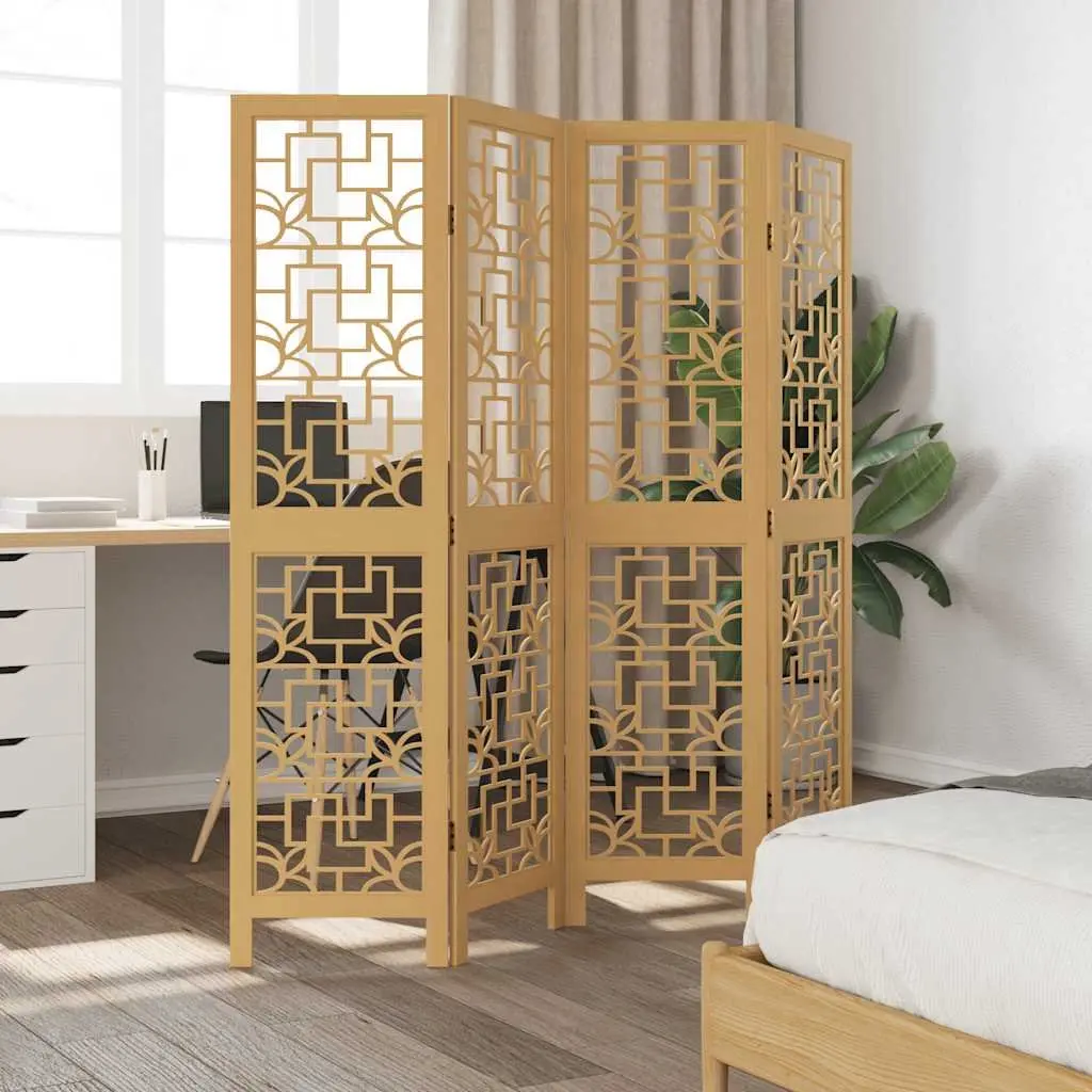 Room Divider Privacy Screen 4 Panels Folding Indoor Brown