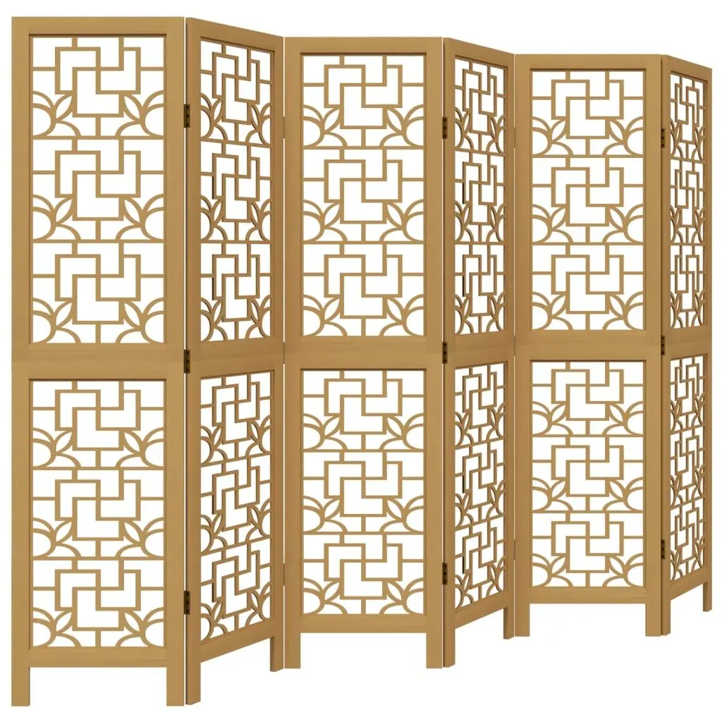 Folding Privacy Screen 6 Panel Brown Solid Wood Room Divider